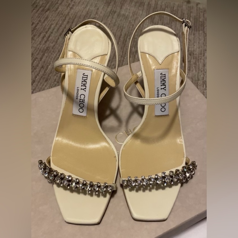 Jimmy Choo Women’s Meira 85 Embelished High Heel Slide Sandals: Size 37